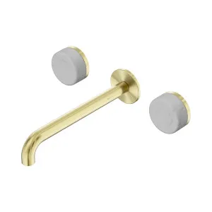 Serenity Wall Basin Set 220mm Spout With Carrara Handle Brushed Gold by NERO, a Bathroom Taps & Mixers for sale on Style Sourcebook