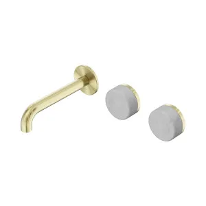 Serenity Wall Basin Set 160mm Offset Spout With Carrara Handle Brushed Gold by NERO, a Bathroom Taps & Mixers for sale on Style Sourcebook