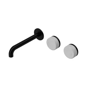 Serenity Wall Basin Set 185mm Offset Spout With Carrara Handle Matte Black by NERO, a Bathroom Taps & Mixers for sale on Style Sourcebook