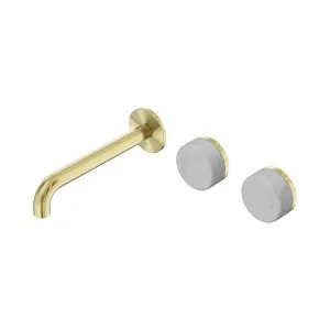 Serenity Wall Basin Set 185mm Offset Spout With Carrara Handle Brushed Gold by NERO, a Bathroom Taps & Mixers for sale on Style Sourcebook