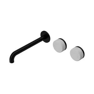 Serenity Wall Basin Set 220mm Offset Spout With Carrara Handle Matte Black by NERO, a Bathroom Taps & Mixers for sale on Style Sourcebook
