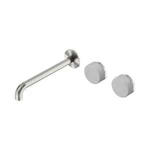 Serenity Wall Basin Set 220mm Offset Spout With Carrara Handle Brushed Nickel by NERO, a Bathroom Taps & Mixers for sale on Style Sourcebook