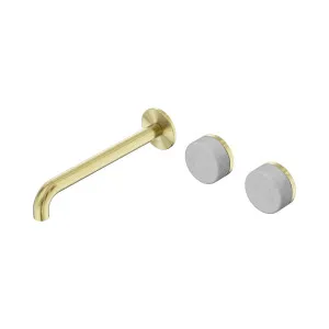 Serenity Wall Basin Set 220mm Offset Spout With Carrara Handle Brushed Gold by NERO, a Bathroom Taps & Mixers for sale on Style Sourcebook