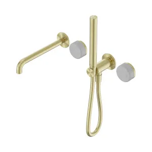 Serenity Progressive Shower System With Spout With Carrara Handle And Slim Shower Brushed Gold by NERO, a Shower Heads & Mixers for sale on Style Sourcebook