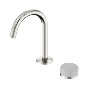 Serenity Progressive Basin Mixer Arc Spout With Carrara Handle Brushed Nickel by NERO, a Bathroom Taps & Mixers for sale on Style Sourcebook