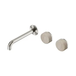 Serenity Wall Basin Set 185mm Offset Spout With Rome Travertine Handle Chrome by NERO, a Bathroom Taps & Mixers for sale on Style Sourcebook