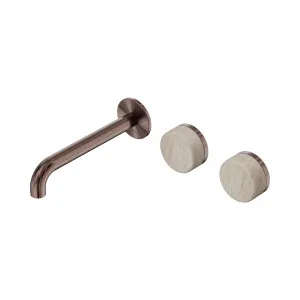 Serenity Wall Basin Set 185mm Offset Spout With Rome Travertine Handle Brushed Bronze by NERO, a Bathroom Taps & Mixers for sale on Style Sourcebook