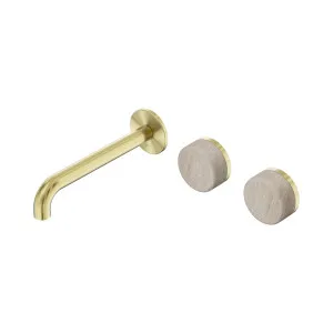 Serenity Wall Basin Set 185mm Offset Spout With Rome Travertine Handle Brushed Bronze by NERO, a Bathroom Taps & Mixers for sale on Style Sourcebook