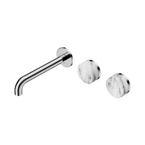 Serenity Wall Basin Set 185mm Offset Spout With Rome Travertine Handle Gun Metal by NERO, a Bathroom Taps & Mixers for sale on Style Sourcebook