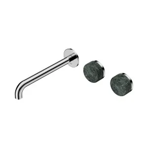 Serenity Wall Basin Set 185mm Offset Spout With Marquina Black Handle Chrome by NERO, a Bathroom Taps & Mixers for sale on Style Sourcebook