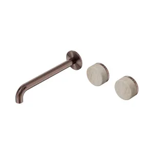 Serenity Wall Basin Set 220mm Offset Spout With Rome Travertine Handle Brushed Bronze by NERO, a Bathroom Taps & Mixers for sale on Style Sourcebook