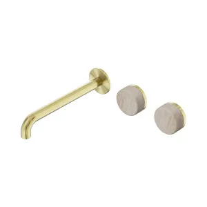 Serenity Wall Basin Set 220mm Offset Spout With Rome Travertine Handle Brushed Bronze by NERO, a Bathroom Taps & Mixers for sale on Style Sourcebook