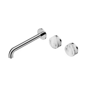 Serenity Wall Basin Set 220mm Offset Spout With Rome Travertine Handle Gun Metal by NERO, a Bathroom Taps & Mixers for sale on Style Sourcebook