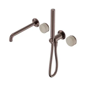 Serenity Progressive Shower System With Spout With Rome Travertine Handle And Slim Shower Brushed Bronze by NERO, a Shower Heads & Mixers for sale on Style Sourcebook