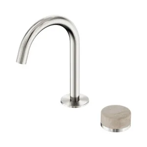 Serenity Progressive Basin Mixer Arc Spout With Rome Travertine Handle Chrome by NERO, a Bathroom Taps & Mixers for sale on Style Sourcebook