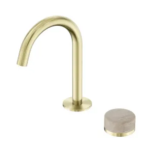 Serenity Progressive Basin Mixer Arc Spout With Rome Travertine Handle Brushed Bronze by NERO, a Bathroom Taps & Mixers for sale on Style Sourcebook