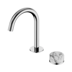 Serenity Progressive Basin Mixer Arc Spout With Rome Travertine Handle Gun Metal by NERO, a Bathroom Taps & Mixers for sale on Style Sourcebook