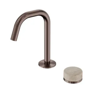 Serenity Progressive Basin Mixer Edge Spout With Rome Travertine Handle Brushed Bronze by NERO, a Bathroom Taps & Mixers for sale on Style Sourcebook