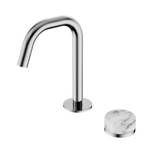 Serenity Progressive Basin Mixer Edge Spout With Rome Travertine Handle Gun Metal by NERO, a Bathroom Taps & Mixers for sale on Style Sourcebook