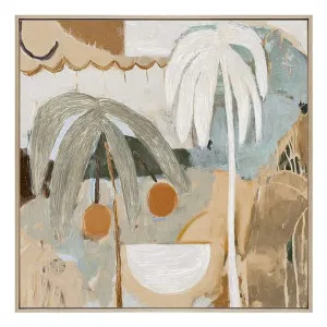 Afternoon Fronda Box Framed Canvas in 164 x 164cm Natural by OZ Design, a Painted Canvases for sale on Style Sourcebook