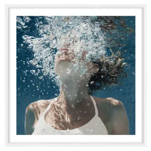 Blue Aqua Framed Print in 84 x 84cm White by OZ Design, a Prints for sale on Style Sourcebook