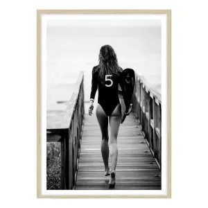 Bay Surfer Girl Framed Print in 118 x 165cm Natural by OZ Design, a Prints for sale on Style Sourcebook