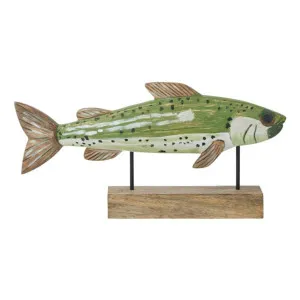 Salmon Sculpture 40x20cm in Green by OZ Design, a Statues & Ornaments for sale on Style Sourcebook