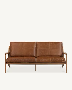Map 3 Seat Sofa - Walnut & Leather by The Modern, a Sofas for sale on Style Sourcebook