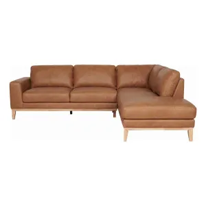 Dante 2.5 Seater Sofa + Chaise RHF in Urbane Leather Light Brown by OZ Design, a Sofas for sale on Style Sourcebook