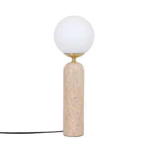 Lithic Travertine & Glass Natural & White Table Lamp by James Lane, a Lighting for sale on Style Sourcebook