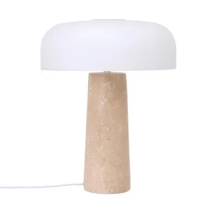 Bellum Travertine & Glass Natural & White Table Lamp by James Lane, a Lighting for sale on Style Sourcebook