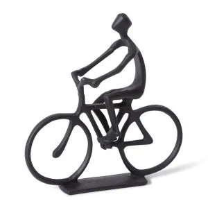 Cycling Sculpture Black - 25cm by Elme Living, a Statues & Ornaments for sale on Style Sourcebook