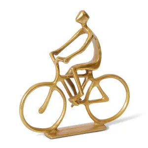 Cycling Sculpture Gold - 25cm by Elme Living, a Statues & Ornaments for sale on Style Sourcebook