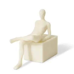 Gundo Relaxing Sculpture White - 19cm by Elme Living, a Statues & Ornaments for sale on Style Sourcebook