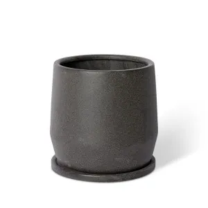 Mason Pot w. Saucer Black - 22cm by Elme Living, a Plant Holders for sale on Style Sourcebook