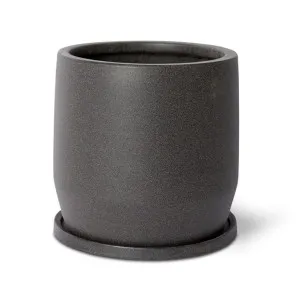 Mason Pot w. Saucer Black - 26cm by Elme Living, a Plant Holders for sale on Style Sourcebook
