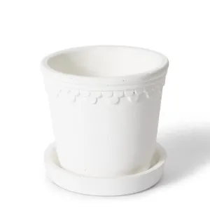 Sophia Pot w. Saucer White - 12cm by Elme Living, a Plant Holders for sale on Style Sourcebook