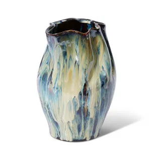 Sueko Vase Blue Beige - 30cm by Elme Living, a Vases & Jars for sale on Style Sourcebook
