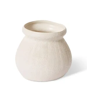 Wanda Vase Hessian White - 17cm by Elme Living, a Vases & Jars for sale on Style Sourcebook