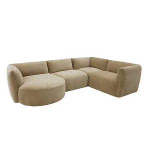 Dillon Muse Soft Brown 4 Seater Corner Modular With Round Chaise by James Lane, a Sofas for sale on Style Sourcebook