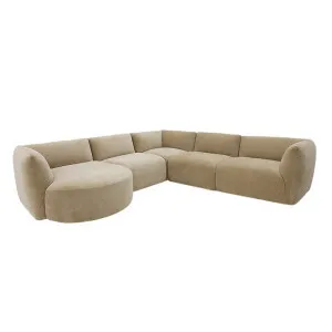 Dillon Muse Soft Brown 5 Seater Corner Modular With Round Chaise by James Lane, a Sofas for sale on Style Sourcebook