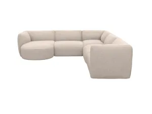 Dillon Boucle Pumice 5 Seater Corner Modular With Round Chaise by James Lane, a Sofas for sale on Style Sourcebook