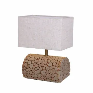 Pippa Table Lamp Timber Linen by Lexi Lighting, a Lighting for sale on Style Sourcebook