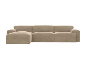 Copenhagen Muse Soft Brown Chaise Sofa - 3 Seater by James Lane, a Sofas for sale on Style Sourcebook