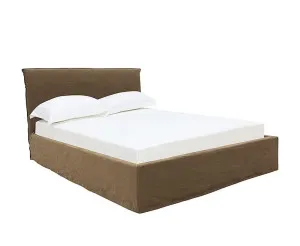 Noosa Linen Cocoa Bed Slipcover Double by James Lane, a Beds & Bed Frames for sale on Style Sourcebook