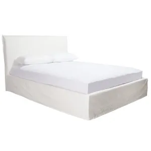 Noosa Linen Pure White Gas Lift Bed Frame Single by James Lane, a Beds & Bed Frames for sale on Style Sourcebook