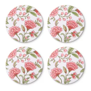 Set of 4 Georgia Pink Round Hard Coasters by Madras Link, a Tableware for sale on Style Sourcebook