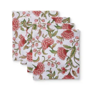 Set of 4 Georgia Pink And Green Cotton Napkins by Madras Link, a Napkins for sale on Style Sourcebook