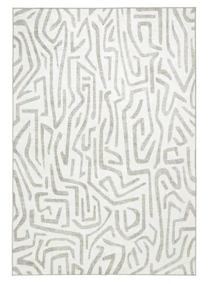 Kensa Grey Cream Indoor Outdoor Washable Rug by Miss Amara, a Contemporary Rugs for sale on Style Sourcebook