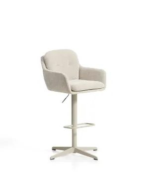Lexa beige chenille swivel stool with beige-finish steel legs by Kave Home, a Bar Stools for sale on Style Sourcebook